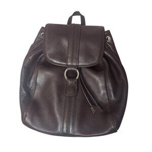 Cole Haan Leather Backpack | Dark Brown Drawstring Rucksack